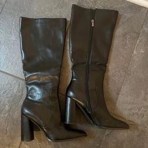 Zara Black Heeled Boots for Women